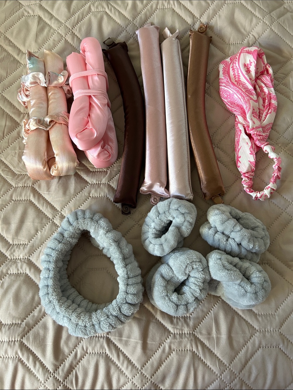 Assorted Hair Accessories Set - Pink, Brown, Blush, Gray